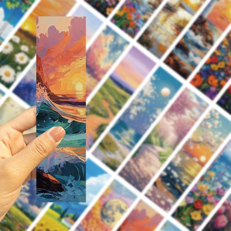 Set of 30 Landscape Pattern Bookmarks Book Page Divider Paper Book Page Divider Reading Book Mark for Student Kid