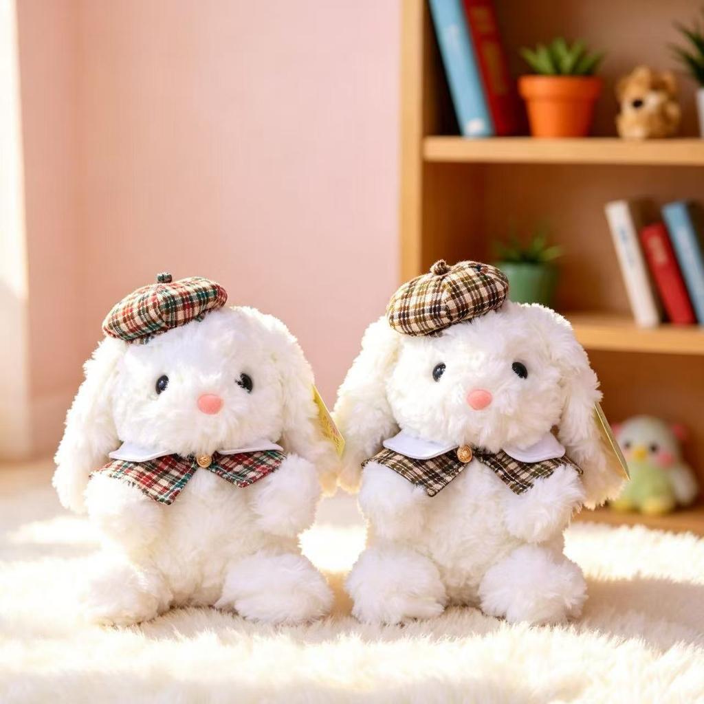 Cute Beret Rabbit Plush Toy Bunny Stuffed Animal Sleep Companion Doll Birthday Gift