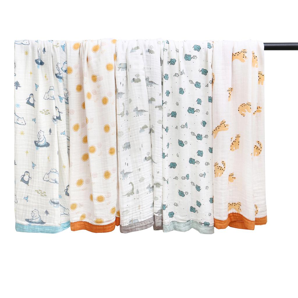 Детское одеяло, четырехслойное, из бамбука и хлопка, тканевое одеяло, детское одеяло, тонкое одеяло для больших детей, весеннее и осеннее, универсальное одеяло на все времена года