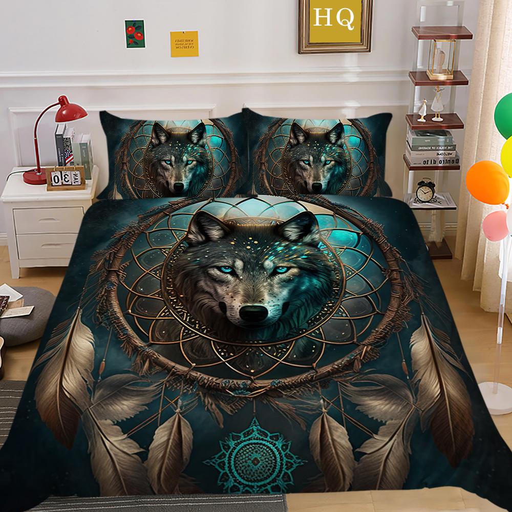 Одеяло с принтом волка, комплект постельного белья из микрофибры королевского размера, чехол для мальчиков-подростков, высококачественный домашний текстиль