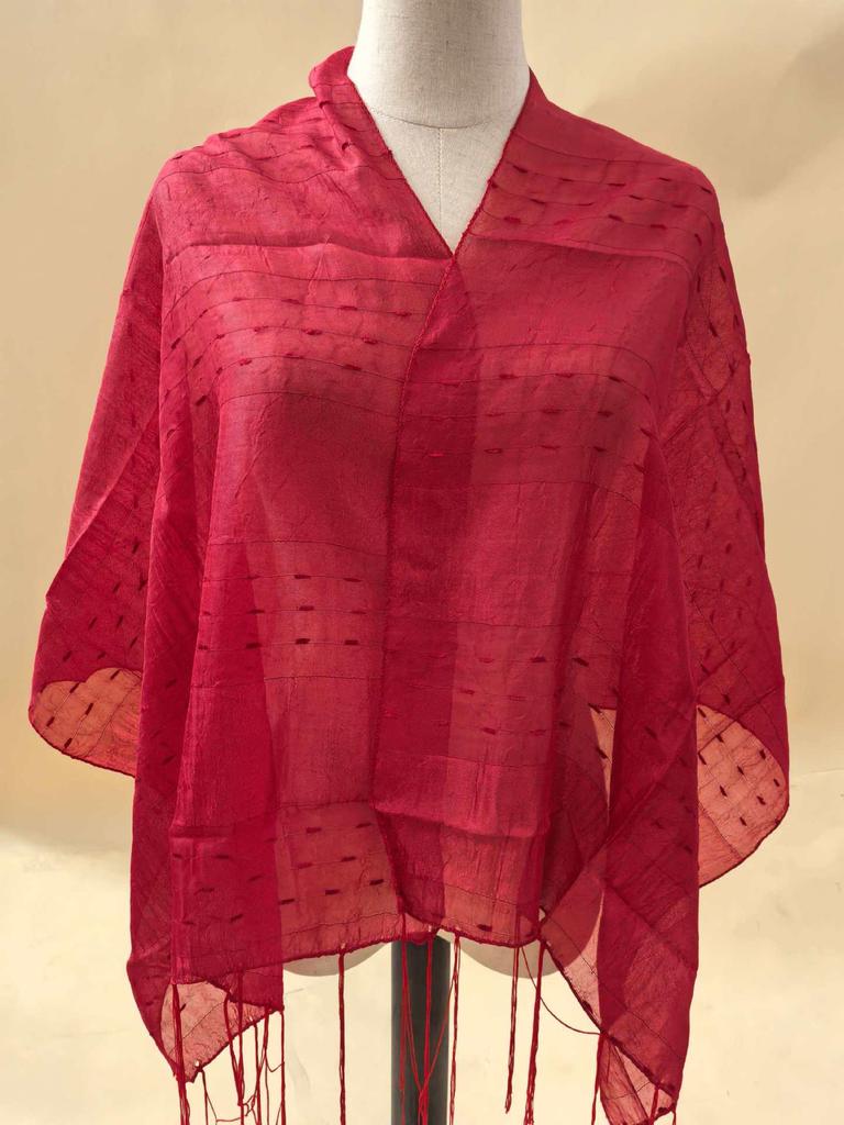 Новый Однотонный Красный Флаг Полосатый Ручной Работы Длинный Шарф-Шаль с Бахромой