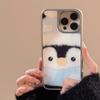 Ins Penguin Suitable for 15pro Max Mobile Phone Case Apple IPhone 16 Electroplated Drip Glue 13 Hard 14 Cute Huawei