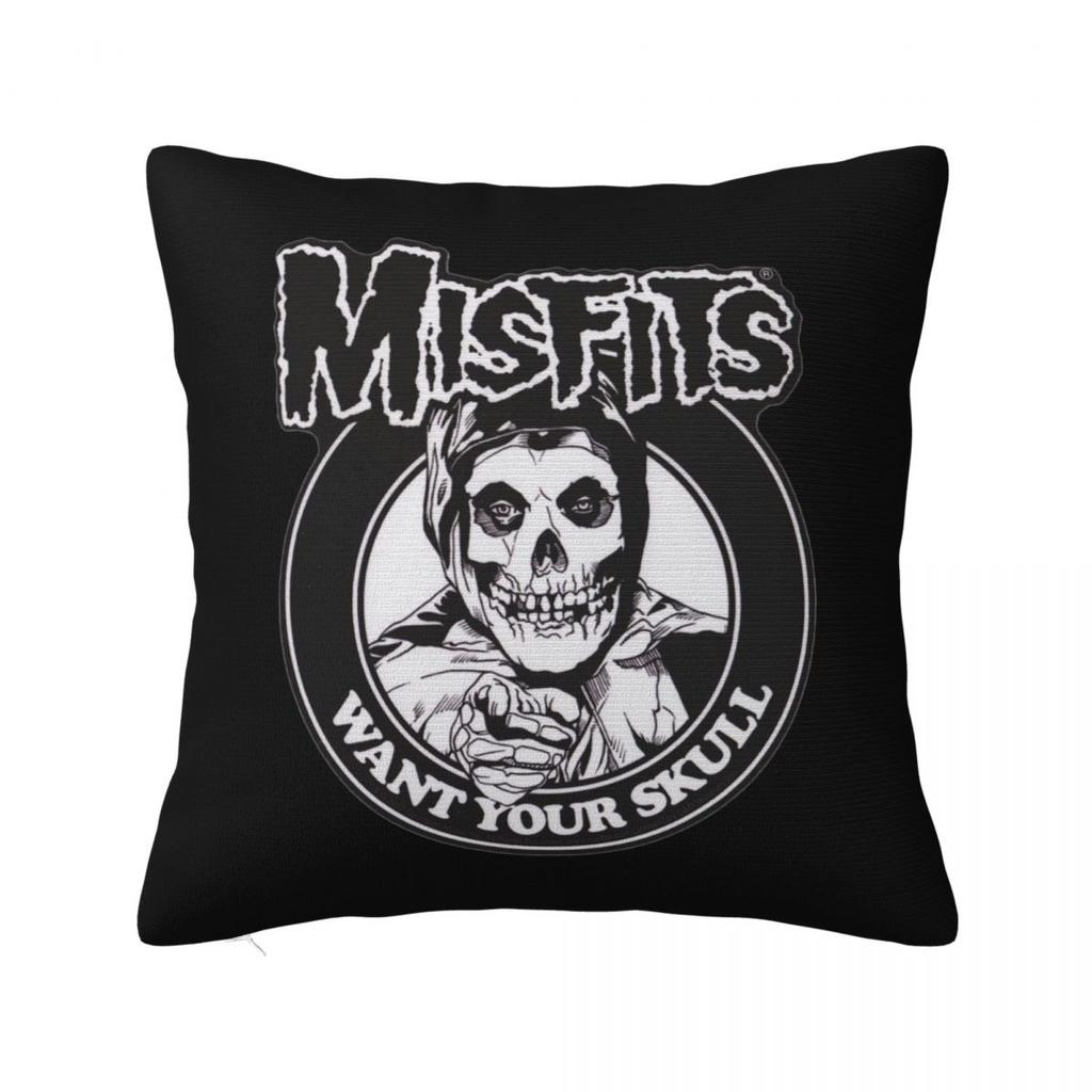 Misfits Skull Square Pillowcase Pillow Cover Polyester Cushion Decor Comfort Throw Pillow for Home Sofa