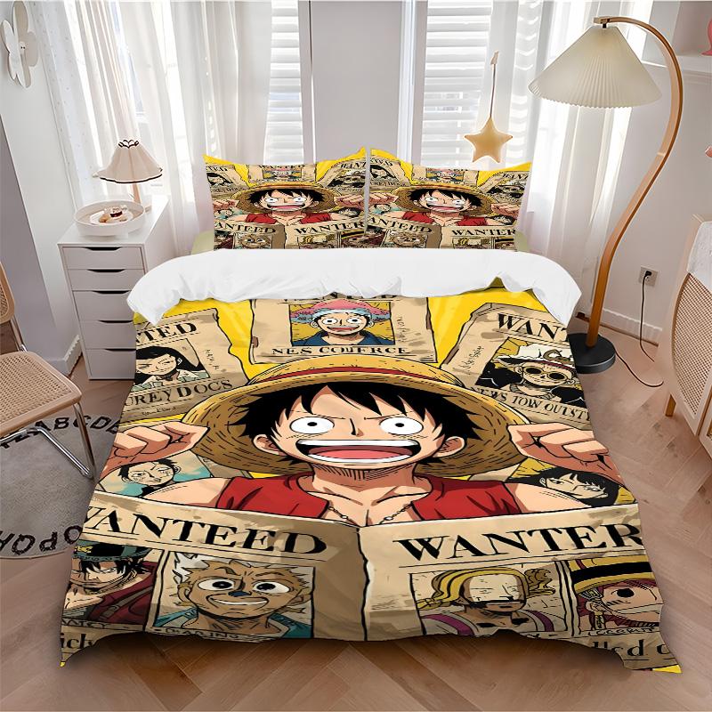 One Piece Adventure Print 3Pcs Bedding Setduvet Cover With 2 Bedropillowcase Home Birthday Gift