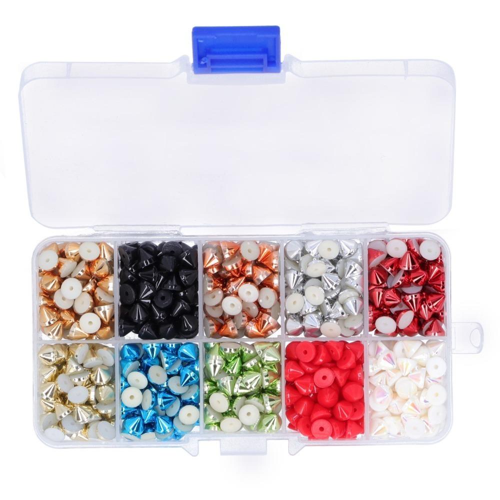 800pcs 10 Colors Plastic Rivets Kit Multicolor Punk Spikes Decoration For DIY Crafts