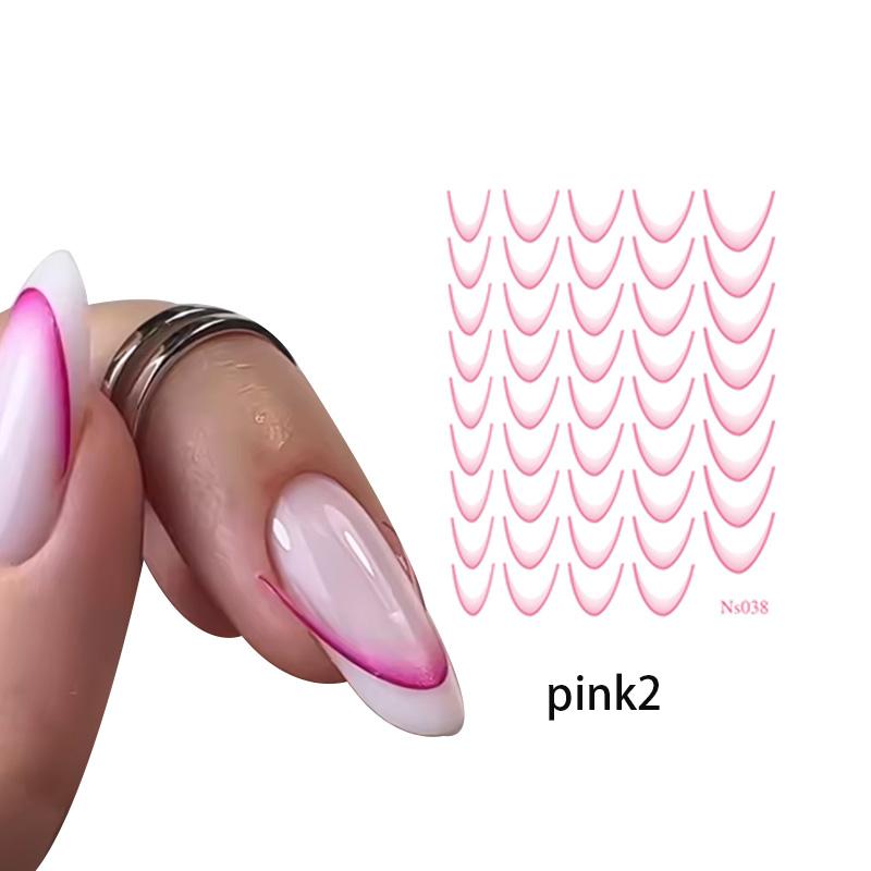 French Gradient Nail Art Stickers Multi-colors Self-Adhesive Decals Design Nail Tips Guides DIY Nail Decoration Stencil Tools