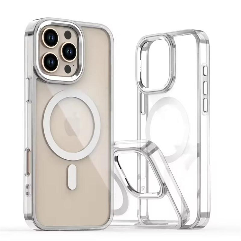 Мощный магнитный чехол Magsafe Ring Metal Lens Buttons Clear Case для iPhone 16 Pro Max 15 Pro Max 14 Pro 13 12 11 Protect Cover