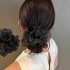 Korean Rhinestone Mesh Scrunchie: Elegant Retro Black Hair Tie