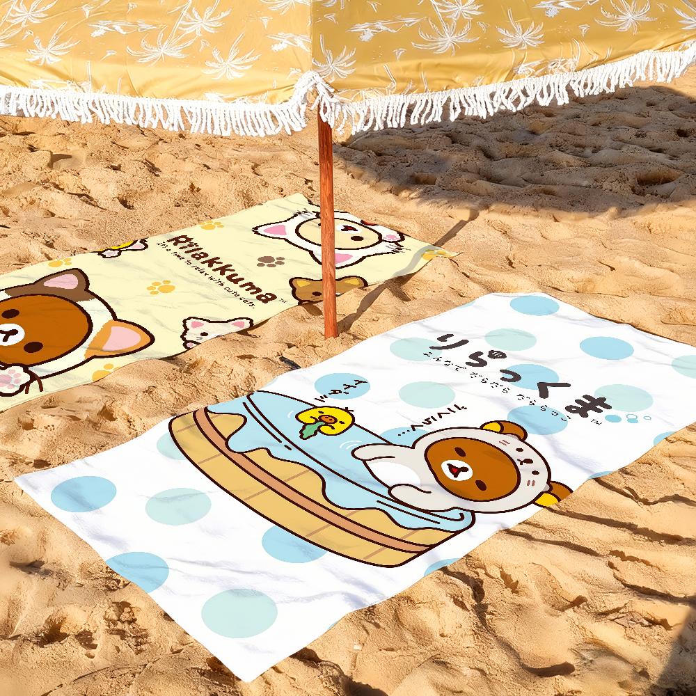 Мультяшное милое полотенце R-Rilakkuma для сушки, банное полотенце, подходит для легкого плавания, кемпинга, йоги, пляжа, прогулок