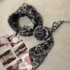 Elegant Leopard Print Silk Scarf Women DIY Tie Method Luxury Print Detachable Flower Headscarf Girls Fashion Ribbon Rose Scarf