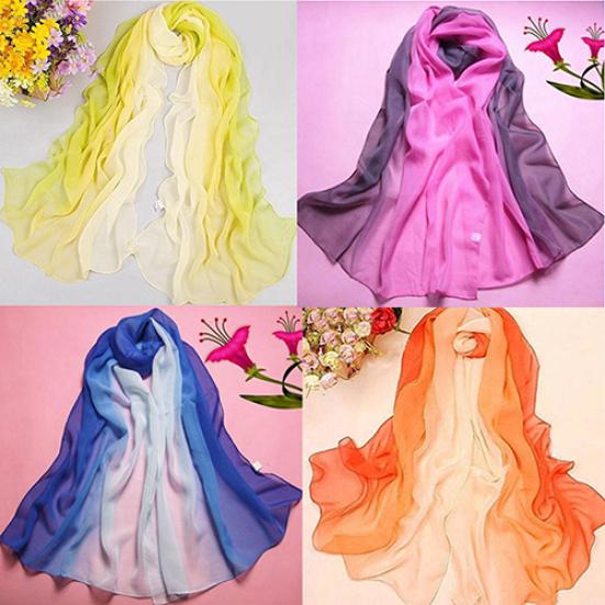 Women's Fashion Scarves Casual Pastoralism Chiffon Printing Gradient Ramp Scarf