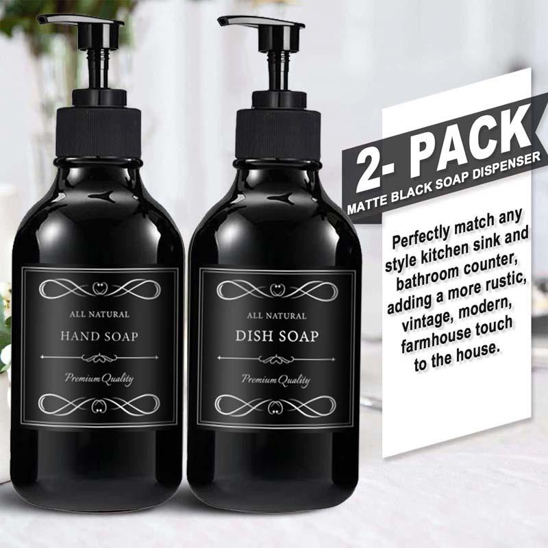 500 мл/16,9 унций, 2 шт., дозатор для мытья тела, мыла для рук и мыла для мытья посуды с насосом, бутылка для мыла для ванной комнаты с 6 водонепроницаемыми этикетками
