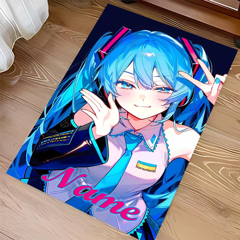Custom personalization Hatsune Miku Print Area Rug - Soft, Washable Non-Slip Indoor Mat,Living Room,Home&Office Decorative Rug