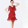 Women 1920s Latin Dance Dress Ladies Sequin V-neck Stage Performance Dress Sexy Shiny Adult Samba Tango Sparkled Dancing Clothes