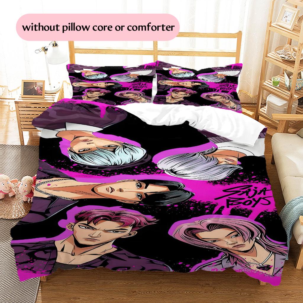1PC KPop Demon Hunters pattern Bedding Quilt Set Quilt Cover Pillowcase Home Decoration (1 * duvet cover + 2 * pillowcase, without core)