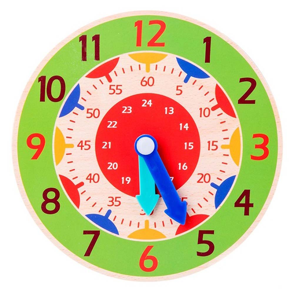 Teaching Hour Minute Second Cognition Learning Clock Kids Time Enlightenment Wooden Clock Toys