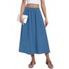 Women's Casual Fashion Solid Colour Big Hem Skirt Elasticated Loose Pockets Pleated Half-body Skirt (With Side Pockets)