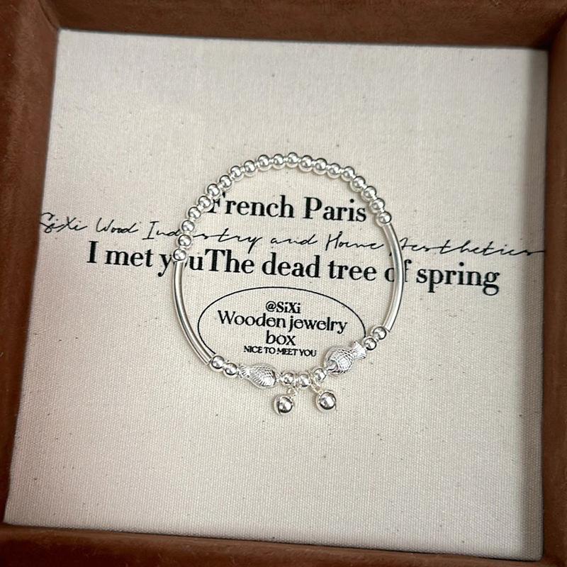 Серебряный Этнический Стиль Двойной Рыбка Колокольчик Качающийся Женский Браслет Китайский Стиль Изысканные Браслеты Шарм Банкет Подарок