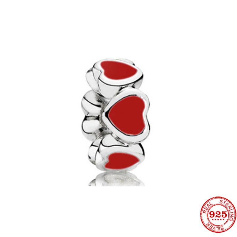 925 стерлингового серебра DIY ювелирные изделия помада высокие каблуки любовь сердце гантель яблоко шарм браслет из бисера