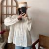 Johnature Летние рубашки с оборками и воротником, свободные однотонные плиссированные повседневные винтажные свободные женские блузки