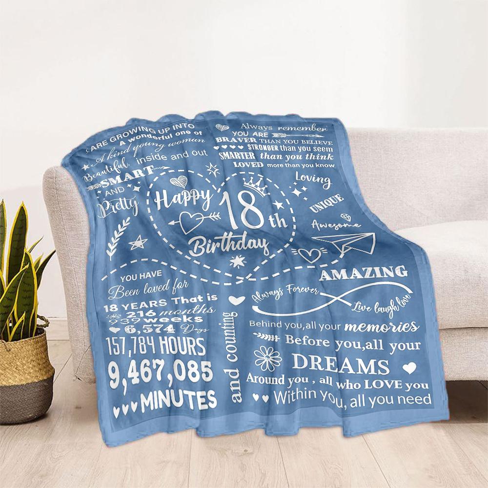 1pc Sweet 18th Birthday Celebration blanket Soft and Warm for Sofa Office Camping Travel Livingroom Great Gift for Friends and Family Comfortable