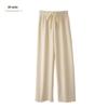 YX Women's Fleece-Lined Knitted Wide-Leg Pants - High-Waisted, Slimming, Ribbed, Warm, Autumn/Winter Casual Wear