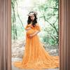 European & American Women's Lace Flutter Sleeve Maternity Photography Dress 8919