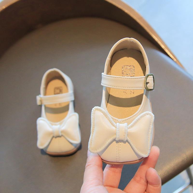 Baby Girls Leather Shoes Children Casual Flats Kids Kindergarten Toddlers Princess Bow-knot Mary Janes Square Toes 21-30 Sweet
