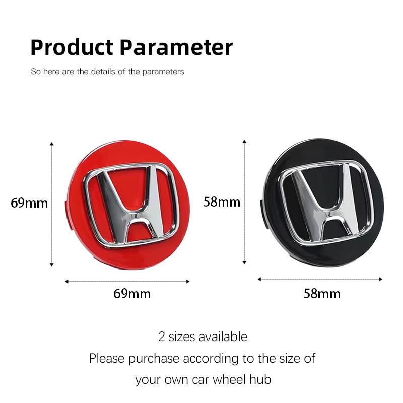 kymcz10 4Pcs Car Wheel Hub Cover Rim Center Cap Accessories For Honda Civic Fit Jazz Accord Pilot CRV Odyssey Passport City Shuttle HRV