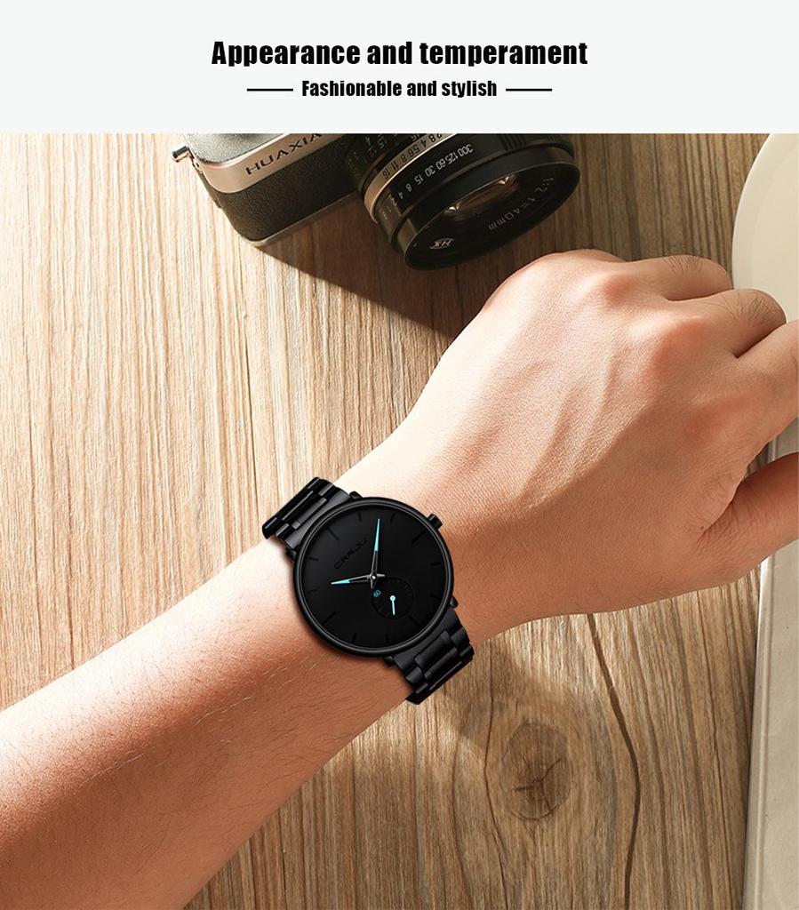 CRRJU 2150 Men's Ultra-thin Waterproof Steel Band Watch