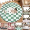 Checkered Round Bathroom Rugs, Machine Washable Bath Rug for Bathroom Non Slip Water Absorbent Bath Mat Soft Plush Retro Circle Bathroom Mat