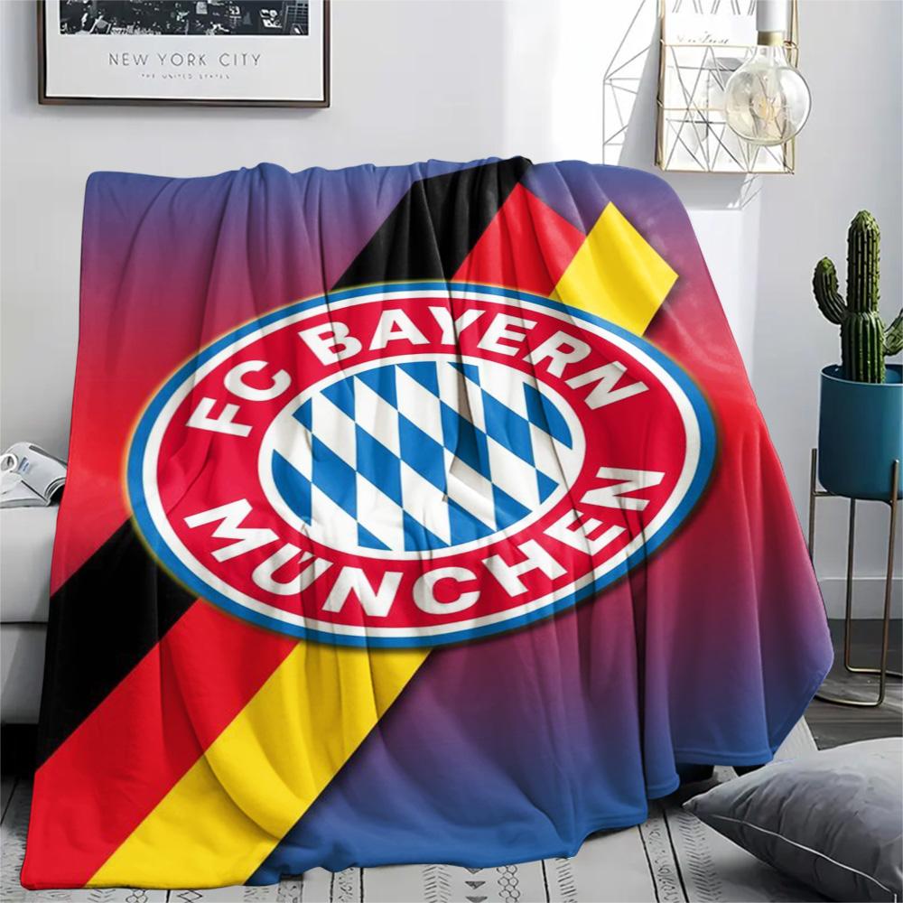 1Pc FC Bayern München Print Flannel Blanket High Quality Warm Comfortable Cover for All Seasons Perfect for Gifts Home Decor