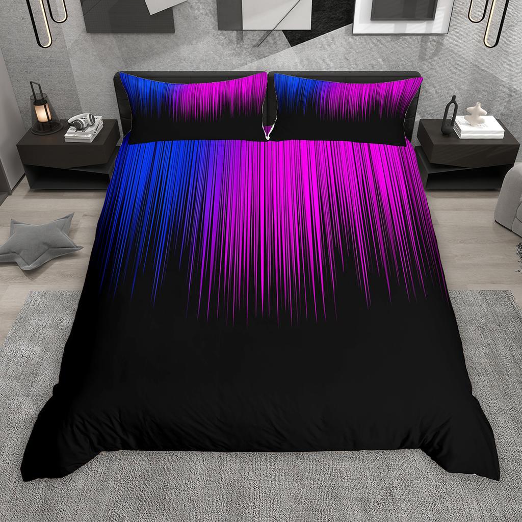 Comforter Homewish Gradient Lines 2Pcs/3Pcs Neon Red Gray Cyan Bedding Set Black Green Blue Pink Comforter Set