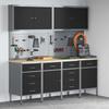 Workbench 10 pcs. Black and Grey Engineered Wood and Steel