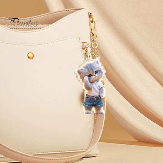 Мультяшный кот подвесное украшение для дома комнатная рождественская елка зеркало заднего вида автомобиля 2D плоский акриловый котенок человек подвесное украшение животное кулон