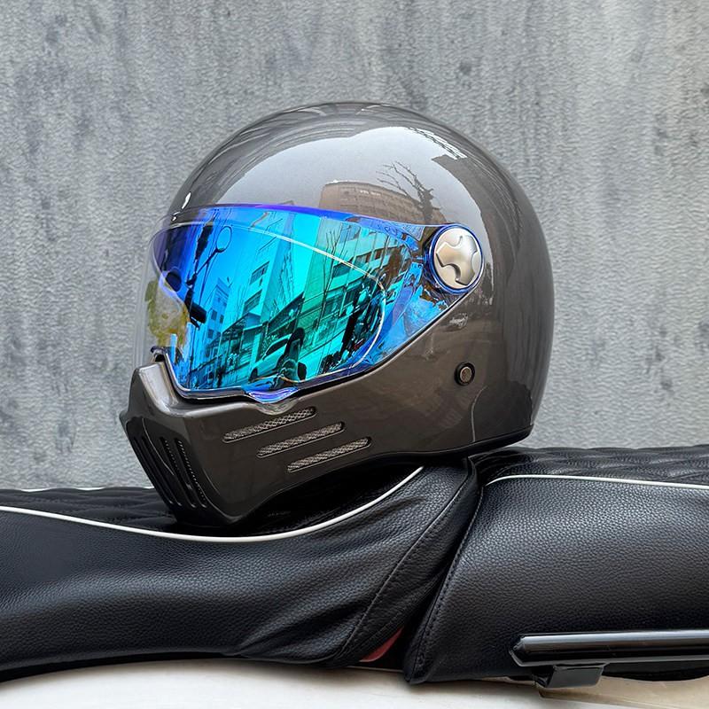 DOT ECE Certified Full Face Motorcycle Helmet Men Women Cruiser Bike ABS Shell With Bluetooth Slot Dual Lens