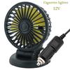 360° Mini Car Fan Adjustable Head Cooling Air Fan ABS Black Auto Single Head Fan USB Universal Car Fan Suction Cup
