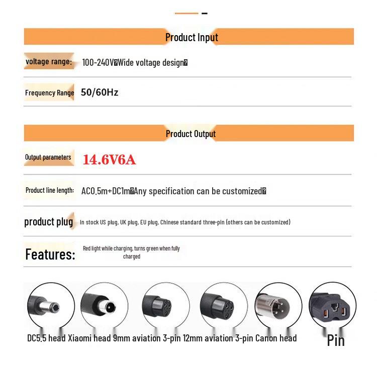 Зарядное устройство для аккумулятора LiFePO4 14,6 В 6 А для аккумуляторной батареи 12,8 В - Четыре последовательно соединенных элемента