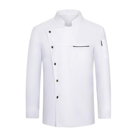 Униформа шеф-повара с воротником-стойкой, длинный рукав, мужские и женские топы, однотонные