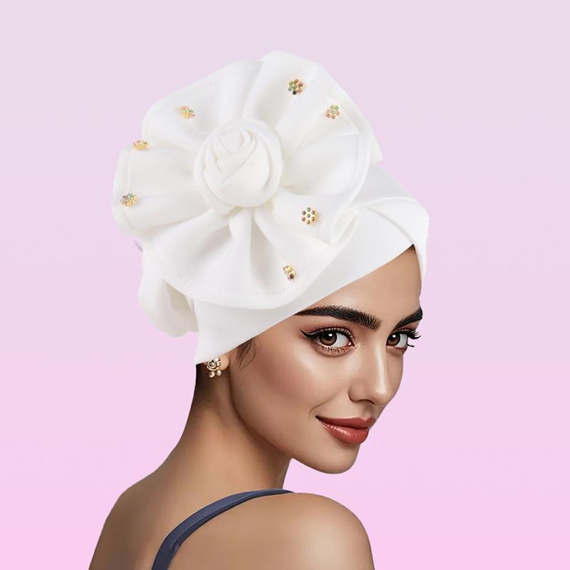 1 шт. индийская шапка в этническом стиле солнцезащитный хиджаб летний головной убор большой цветок мусульманский однотонный оборка головной убор тюрбан шляпа