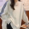 Осенняя толстовка женская свободная полосатая сращивающаяся с длинным рукавом повседневная универсальная женская зимняя одежда женская