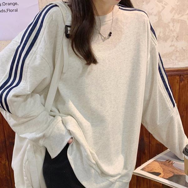 Осенняя толстовка женская свободная полосатая сращивающаяся с длинным рукавом повседневная универсальная женская зимняя одежда женская