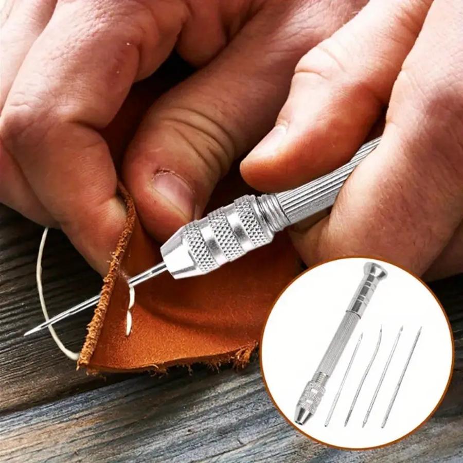 1Set Leather Sewing Awl Set Replaceable Multifunctional Shoes Repair Tool Kit Punch Stitching Needles DIY Sewing Leathercraft