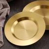 Корейская нержавеющая сталь диск золотой западный тарелка десерт торт плоский ужин S блюда кухонные сплошные металлические круглые блюда
