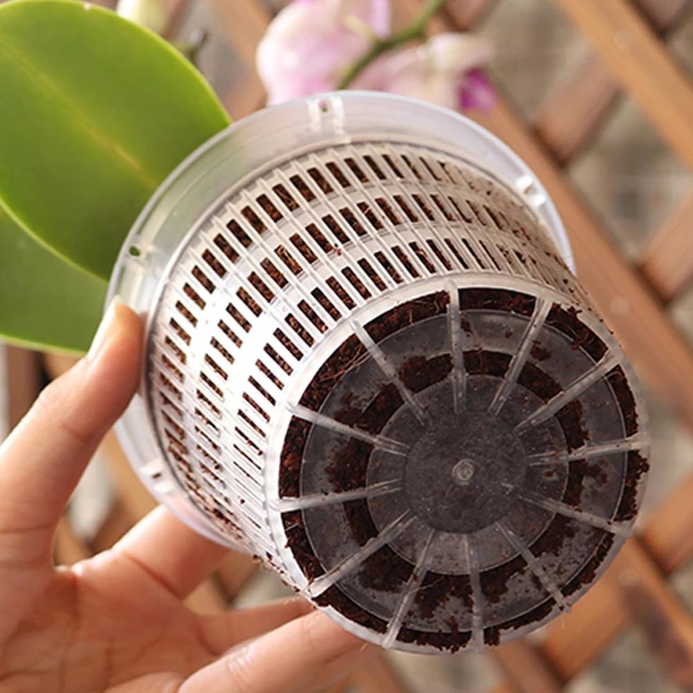 Transparent Plastic Flower Pot Root-controlled Orchid Planting Pot with Stomata Grow Box Nursery Transplant Pots