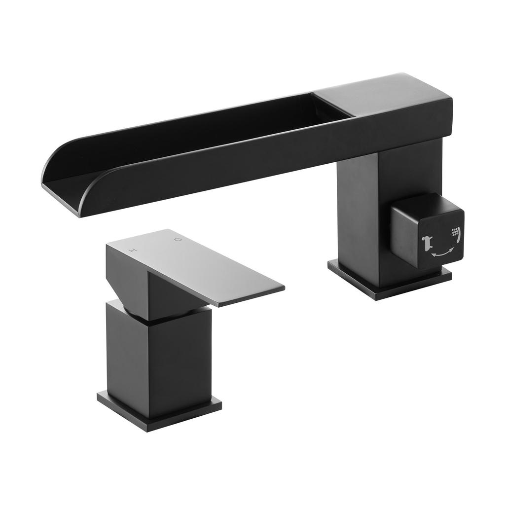 VEVOR Roman Tub Faucet, 3 Hole Waterfall Bathtub Faucet, Widespread Roman Tub Faucets with Shower Head & 1 Handle