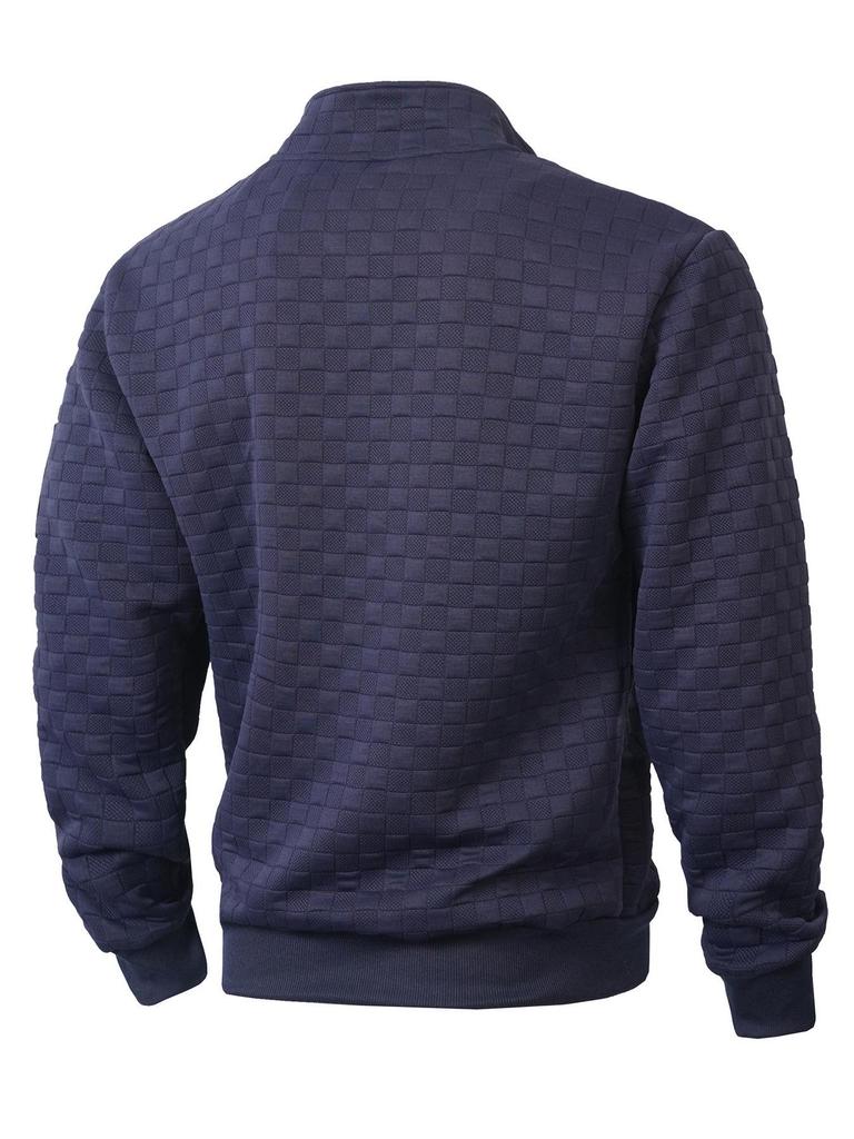 Мужская тактическая флисовая толстовка на молнии в клетку с воротником-стойкой