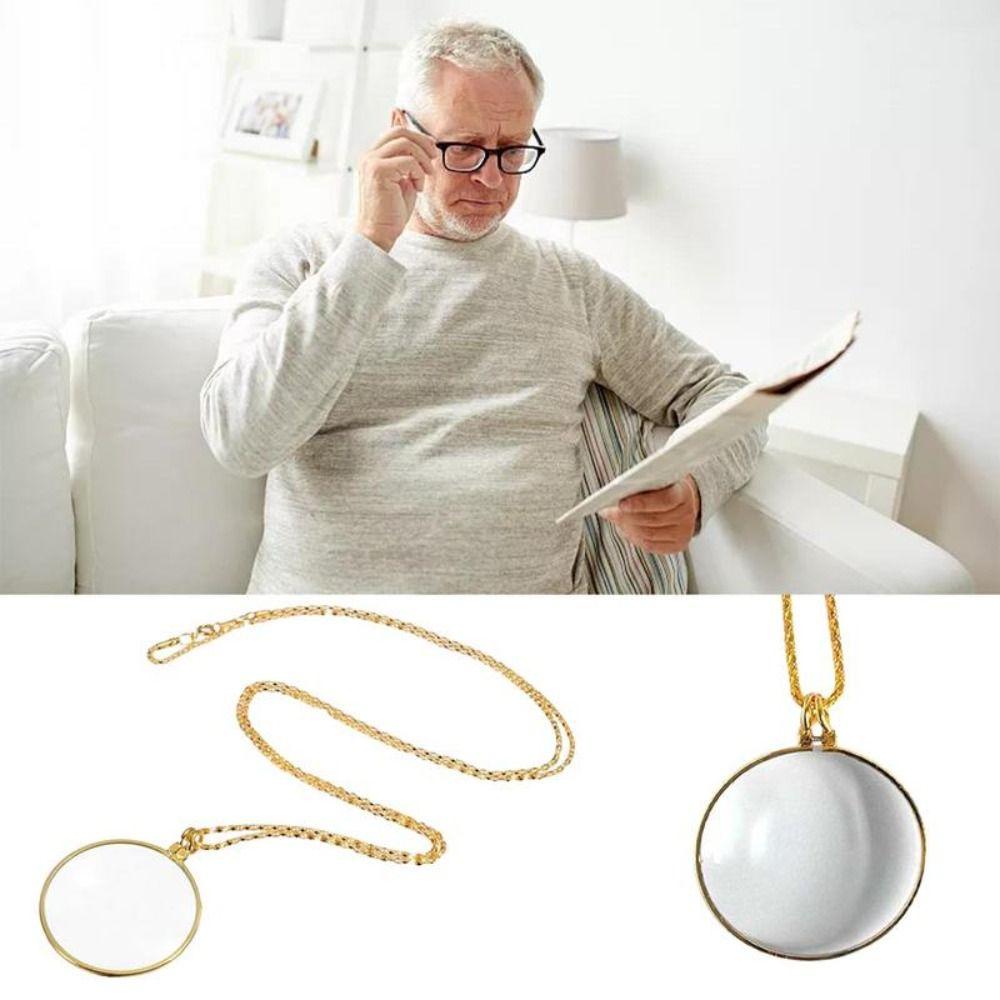 Hanging Ornament Necklace Magnifying Glass 5x Portable Monocle Durable Magnifier Pendant  Elderly