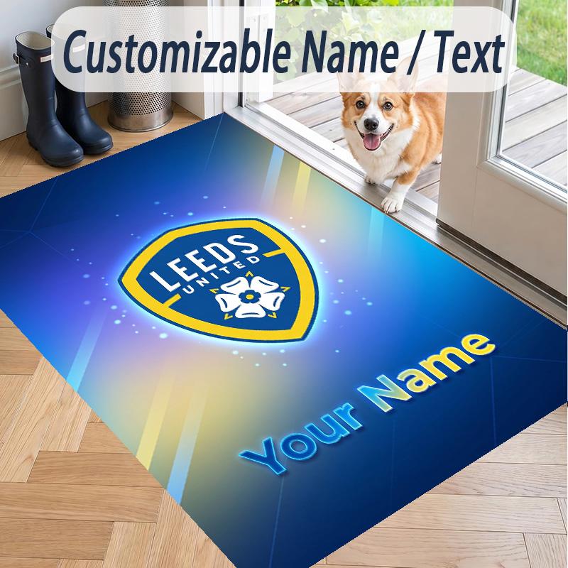 Custom Text Printed Rug Leeds United Non Slip Floor Carpet For Home Room Decor