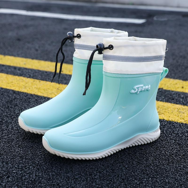 Модные резиновые сапоги для женщин, летние низкие короткие резиновые сапоги, бахилы для мойки автомобиля, резиновая обувь, весенние и осенние водонепроницаемые туфли Tide
